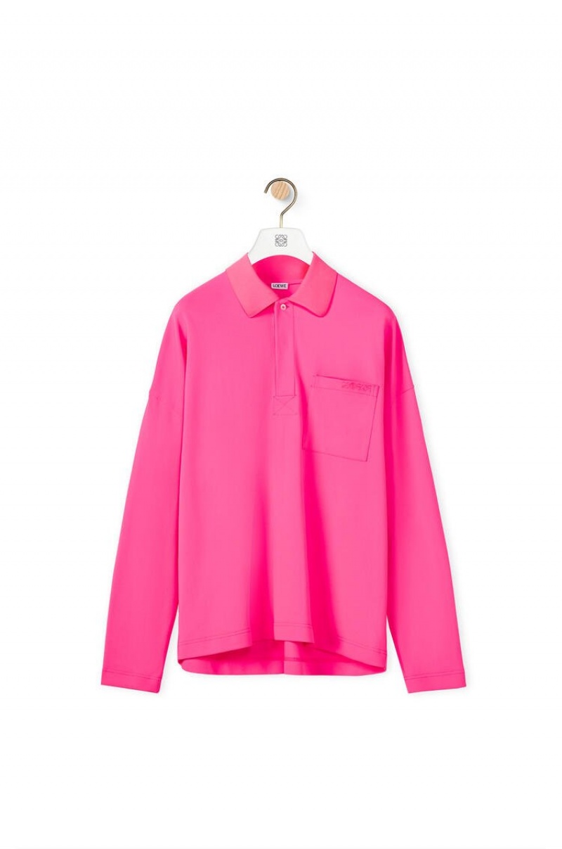 Camiseta Loewe Long sleeve polo top in polyamide Hombre Rosas | 647HNAIQO