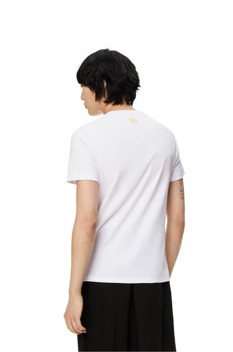 Camiseta Loewe Oyster print T-shirt in cotton Hombre Blancas | 690BJEIPG