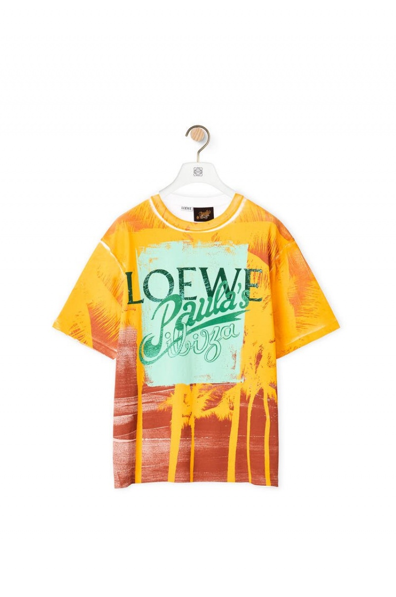 Camiseta Loewe Palm print T-shirt in cotton Hombre Blancas | 702QYZUMW