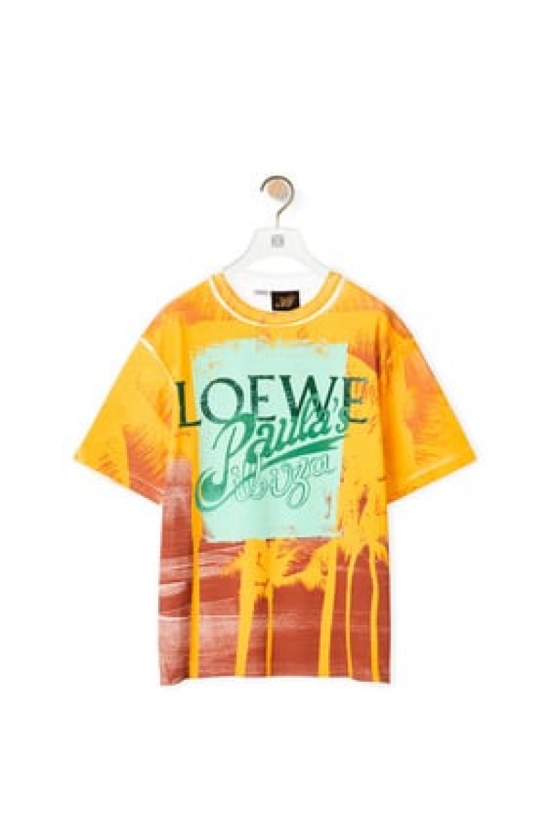 Camiseta Loewe Palm print T-shirt in cotton Hombre Blancas | 702QYZUMW