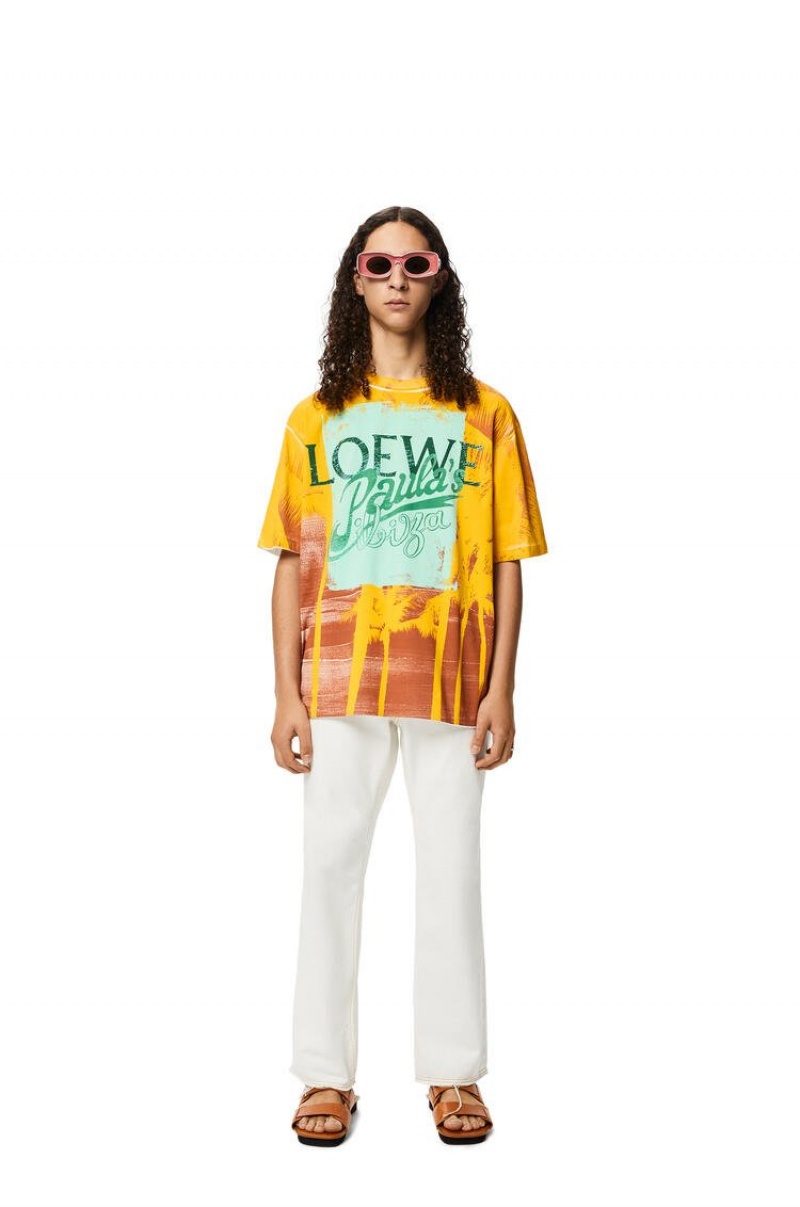 Camiseta Loewe Palm print T-shirt in cotton Hombre Blancas | 702QYZUMW