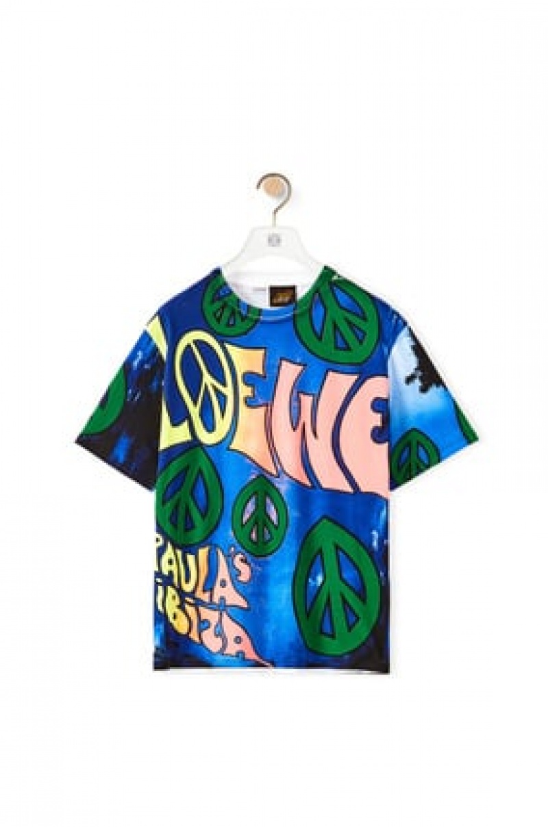 Camiseta Loewe Paula's peace print T-shirt in cotton Hombre Multicolor | 582OPQEJK