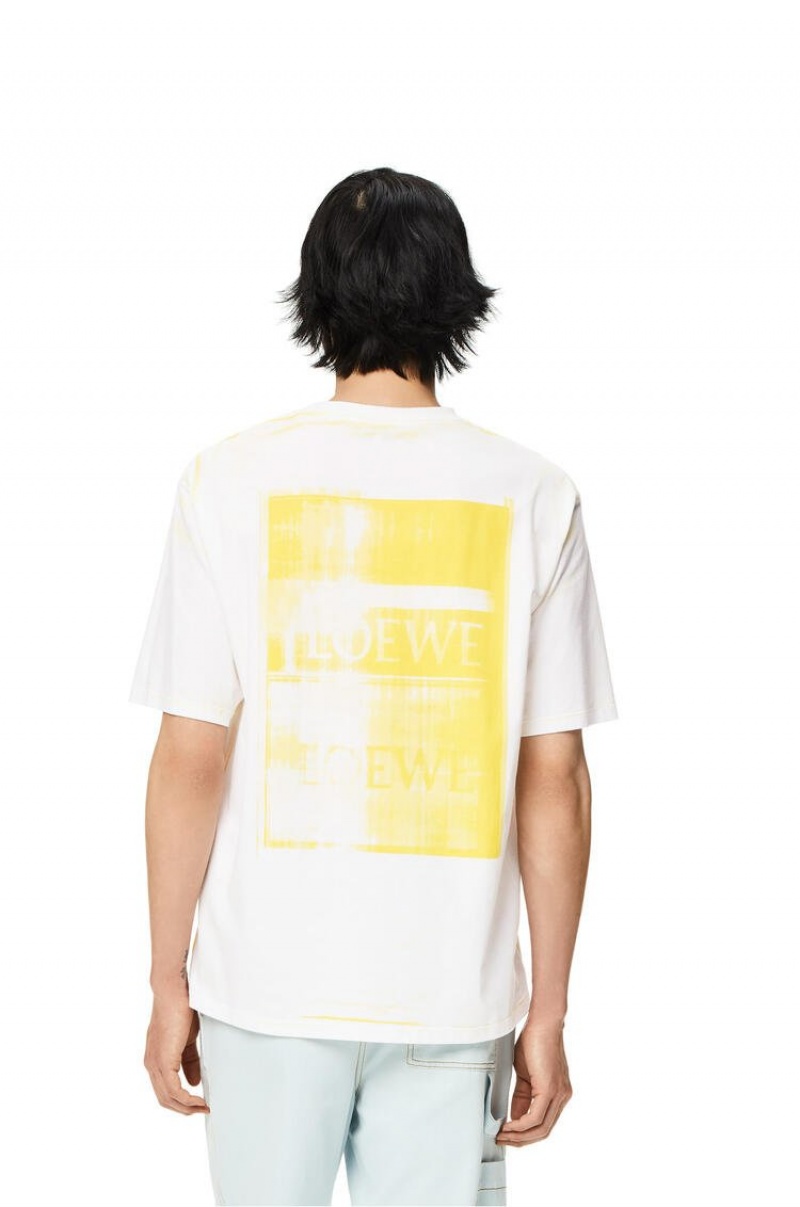 Camiseta Loewe Photocopy Anagram T-shirt in cotton Hombre Blancas Amarillo | 691LIGUYO