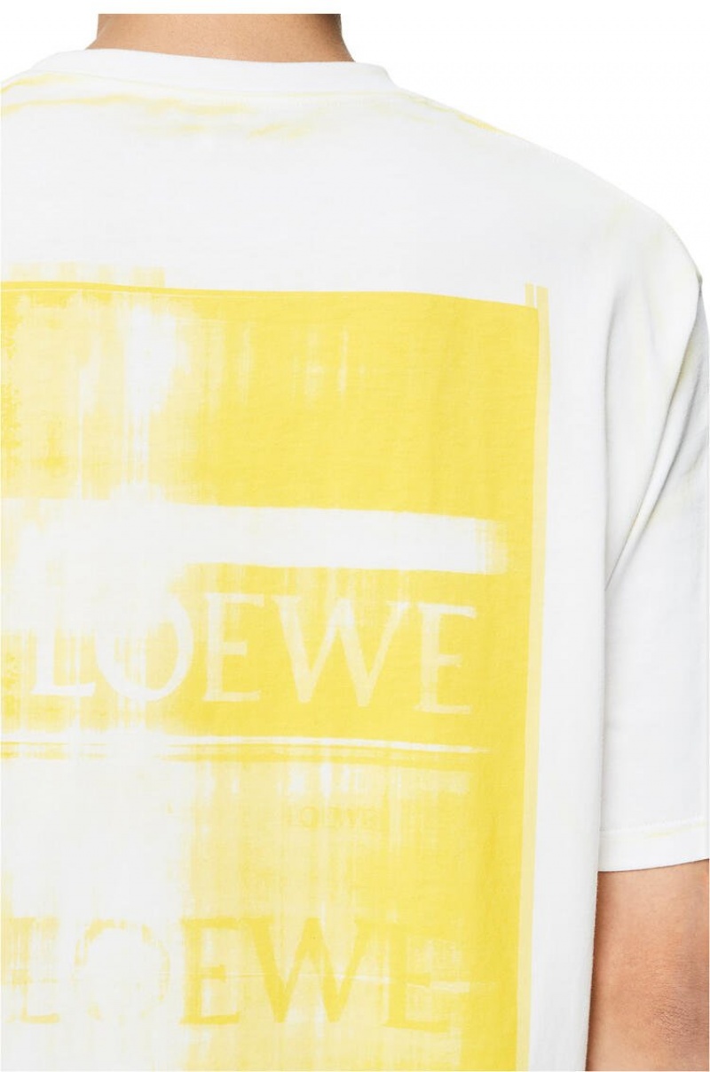 Camiseta Loewe Photocopy Anagram T-shirt in cotton Hombre Blancas Amarillo | 691LIGUYO