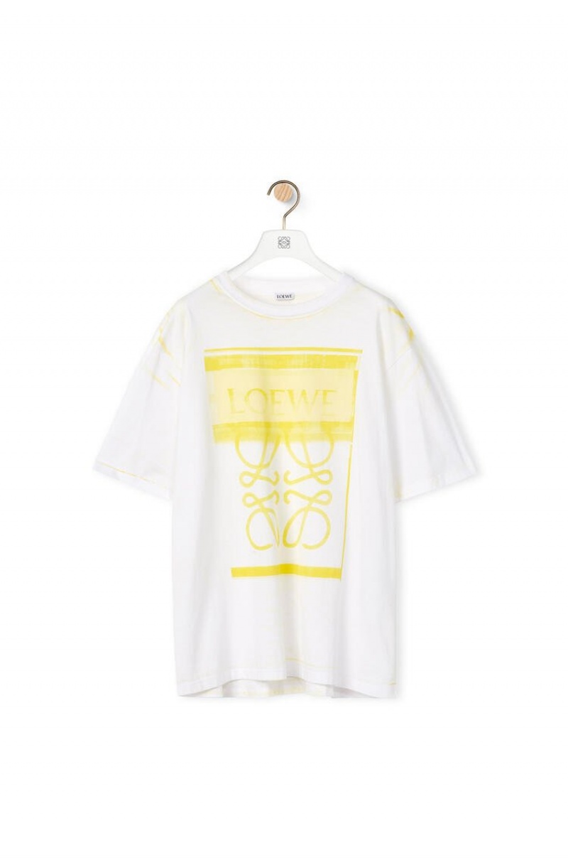 Camiseta Loewe Photocopy Anagram T-shirt in cotton Hombre Blancas Amarillo | 691LIGUYO