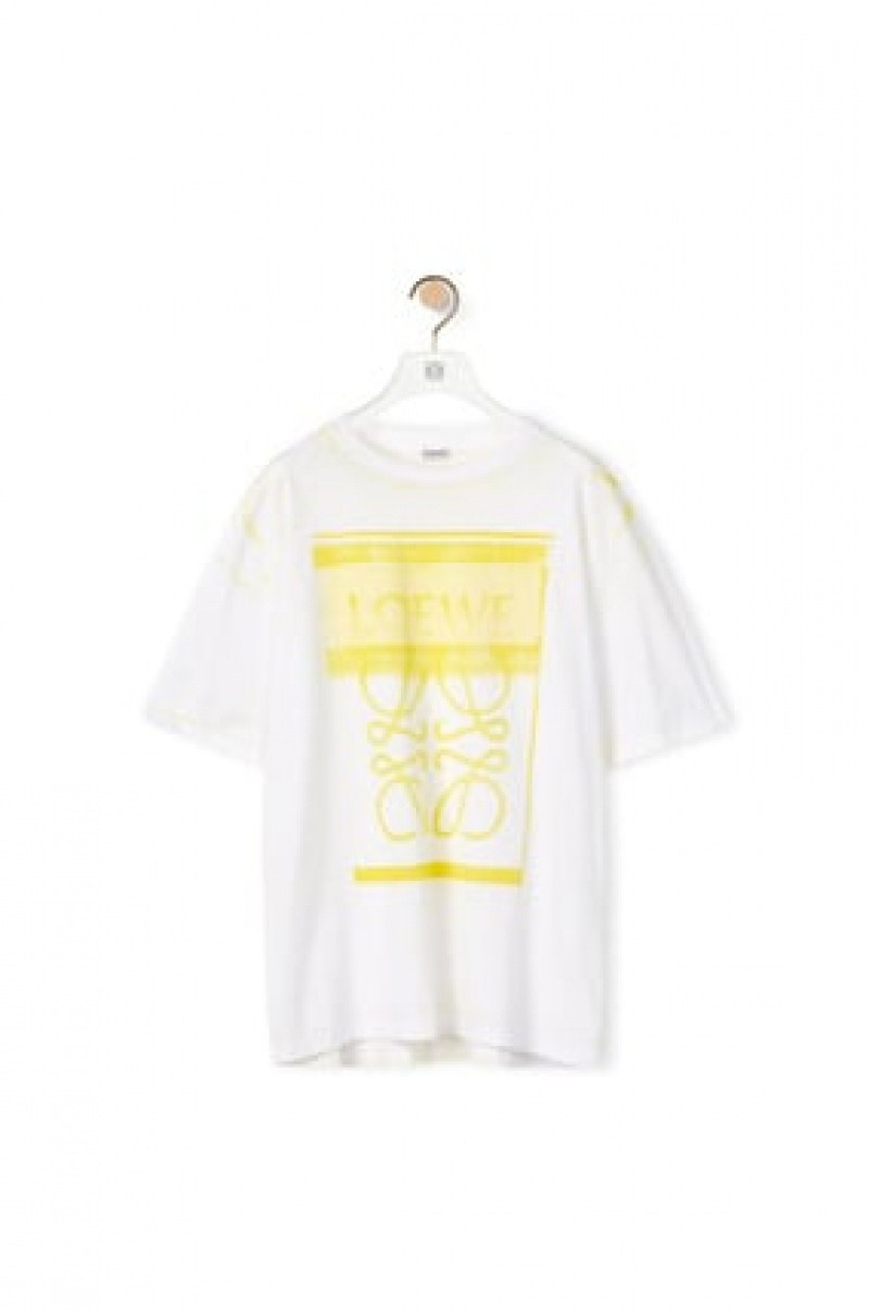 Camiseta Loewe Photocopy Anagram T-shirt in cotton Hombre Blancas Amarillo | 691LIGUYO