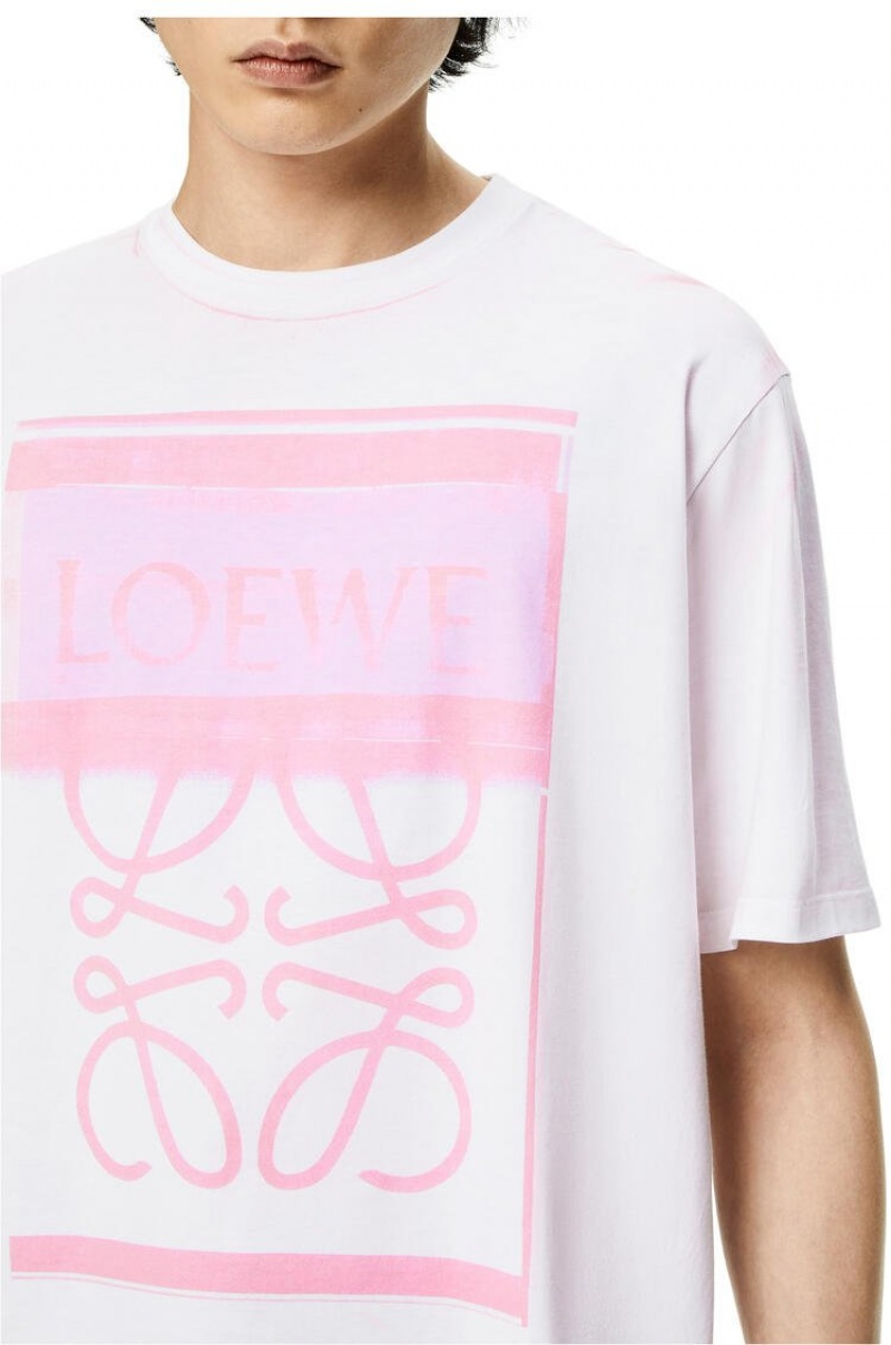 Camiseta Loewe Photocopy Anagram T-shirt in cotton Hombre Blancas Rosas | 158SXNHQU