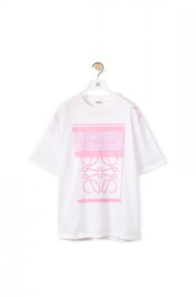 Camiseta Loewe Photocopy Anagram T-shirt in cotton Hombre Blancas Rosas | 158SXNHQU