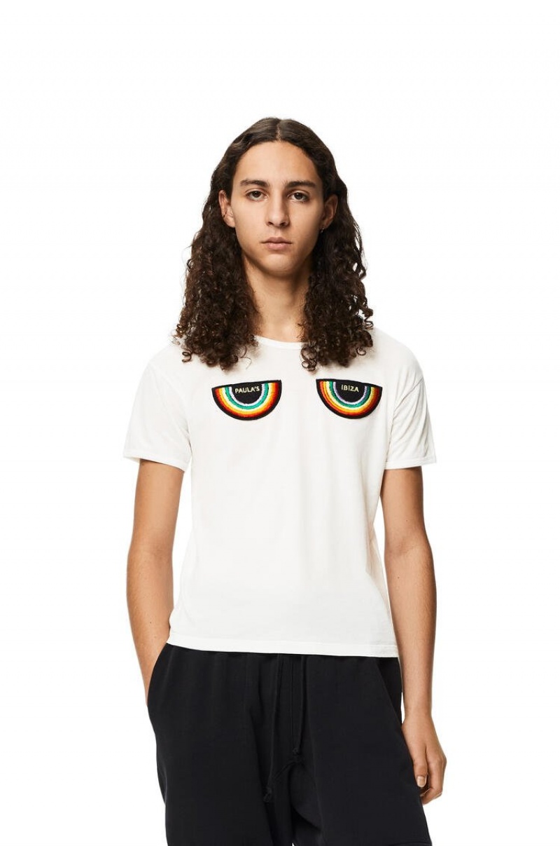 Camiseta Loewe Rainbow patch T-shirt in cotton Hombre Ecru | 781MHUAES