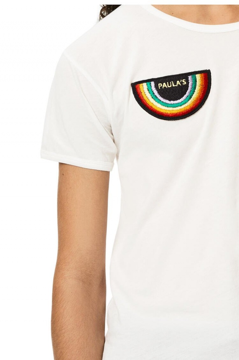 Camiseta Loewe Rainbow patch T-shirt in cotton Hombre Ecru | 781MHUAES