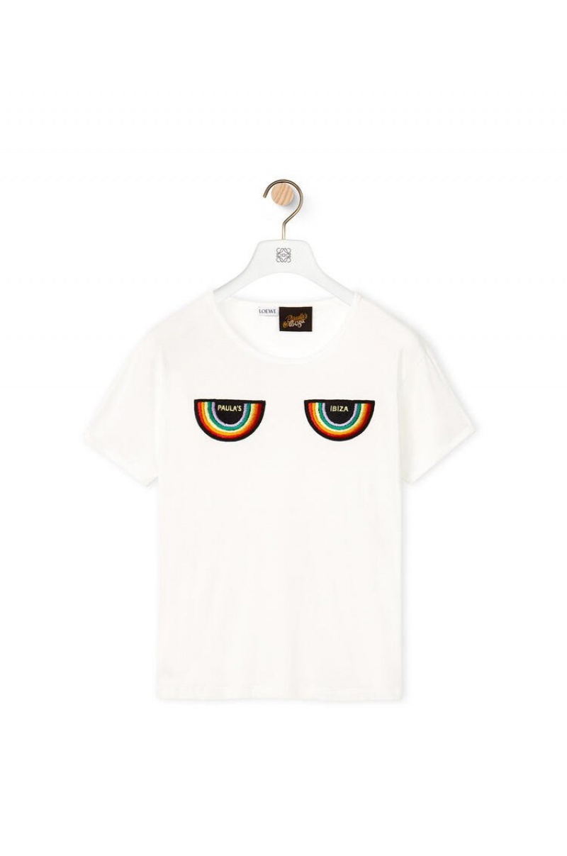 Camiseta Loewe Rainbow patch T-shirt in cotton Hombre Ecru | 781MHUAES