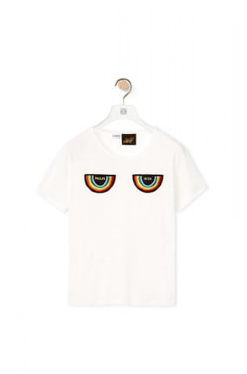 Camiseta Loewe Rainbow patch T-shirt in cotton Hombre Ecru | 781MHUAES