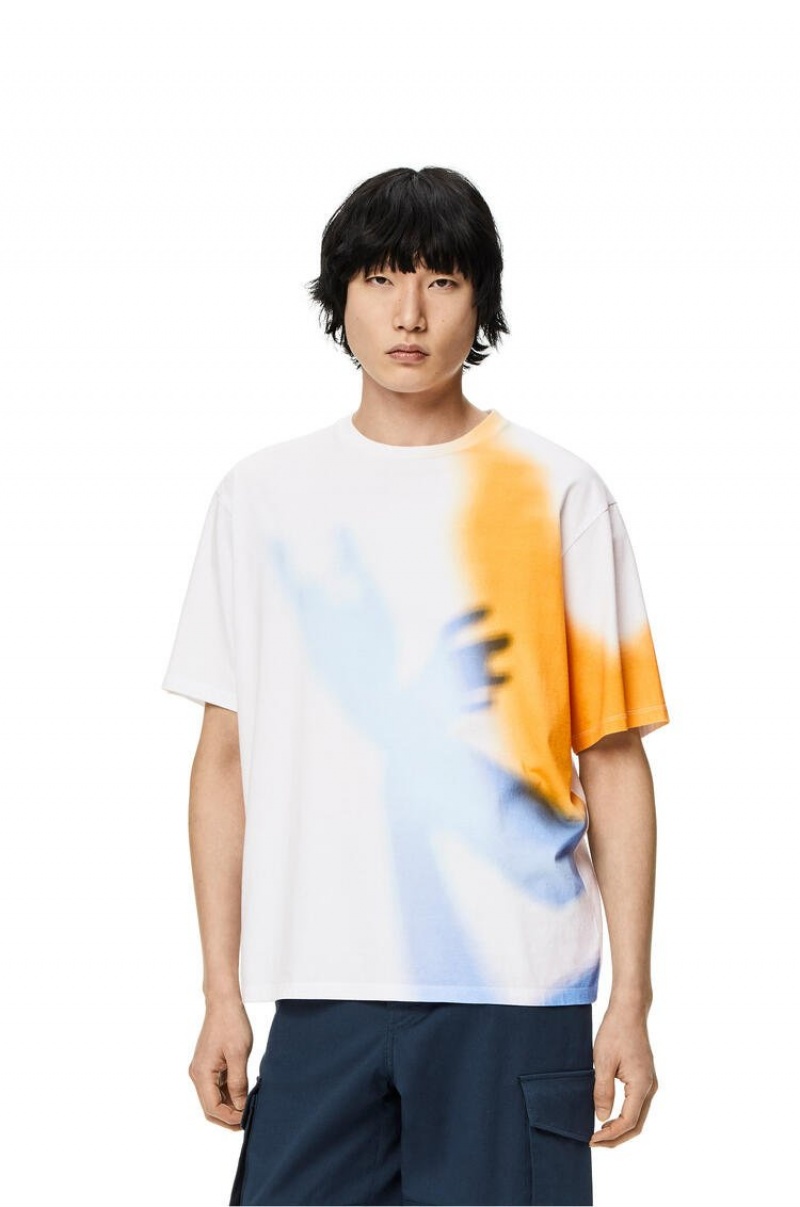 Camiseta Loewe Shadow print T-shirt in cotton Hombre Blancas | 839UNPRDB