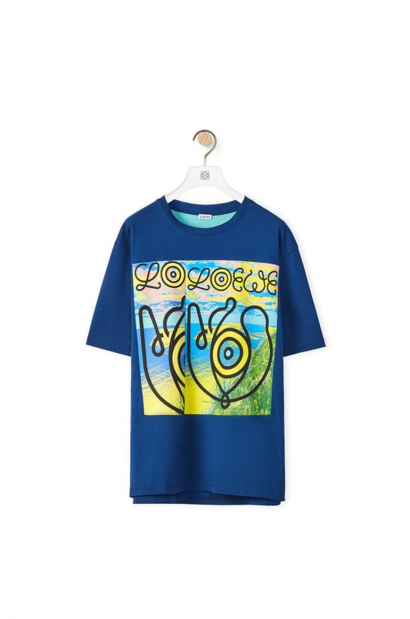 Camiseta Loewe Upcycled logo T-shirt in cotton Hombre Azules | 863HAGQOL