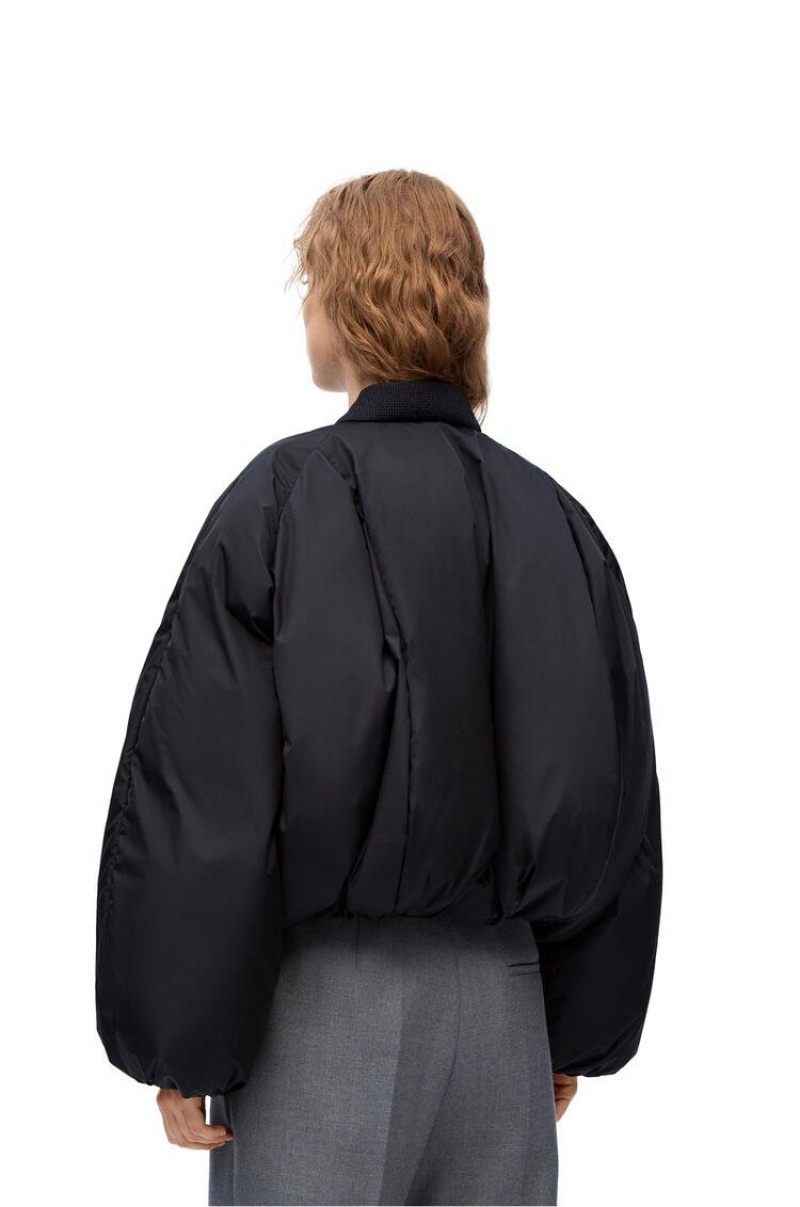 Chaquetas Loewe Acolchado bomber jacket in nylon Mujer Negras | 453AQHZIS