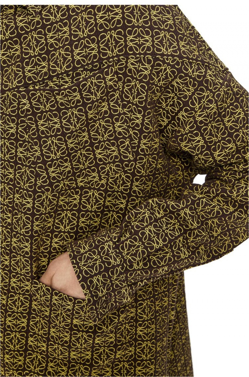 Chaquetas Loewe Anagram jacquard zip jacket in cotton Hombre Marrones Amarillo | 531XSQUVD