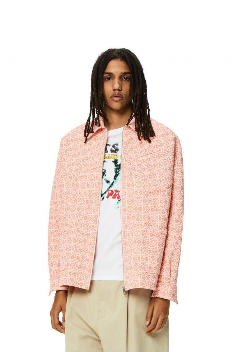 Chaquetas Loewe Anagram jacquard zip jacket in cotton Hombre Blancas Naranjas | 536RLVFXJ