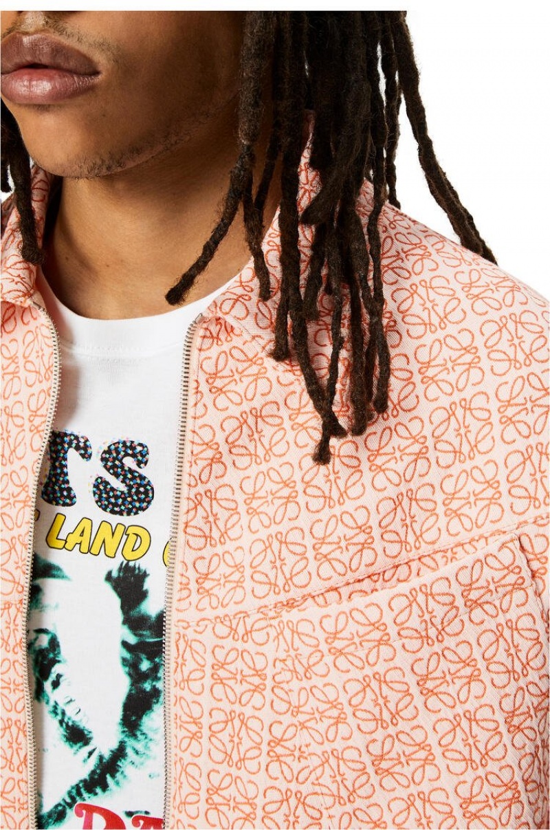 Chaquetas Loewe Anagram jacquard zip jacket in cotton Hombre Blancas Naranjas | 536RLVFXJ