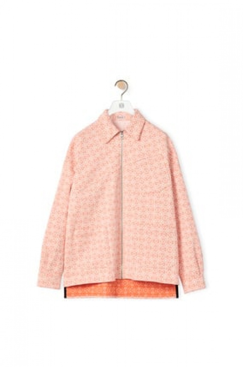 Chaquetas Loewe Anagram jacquard zip jacket in cotton Hombre Blancas Naranjas | 536RLVFXJ