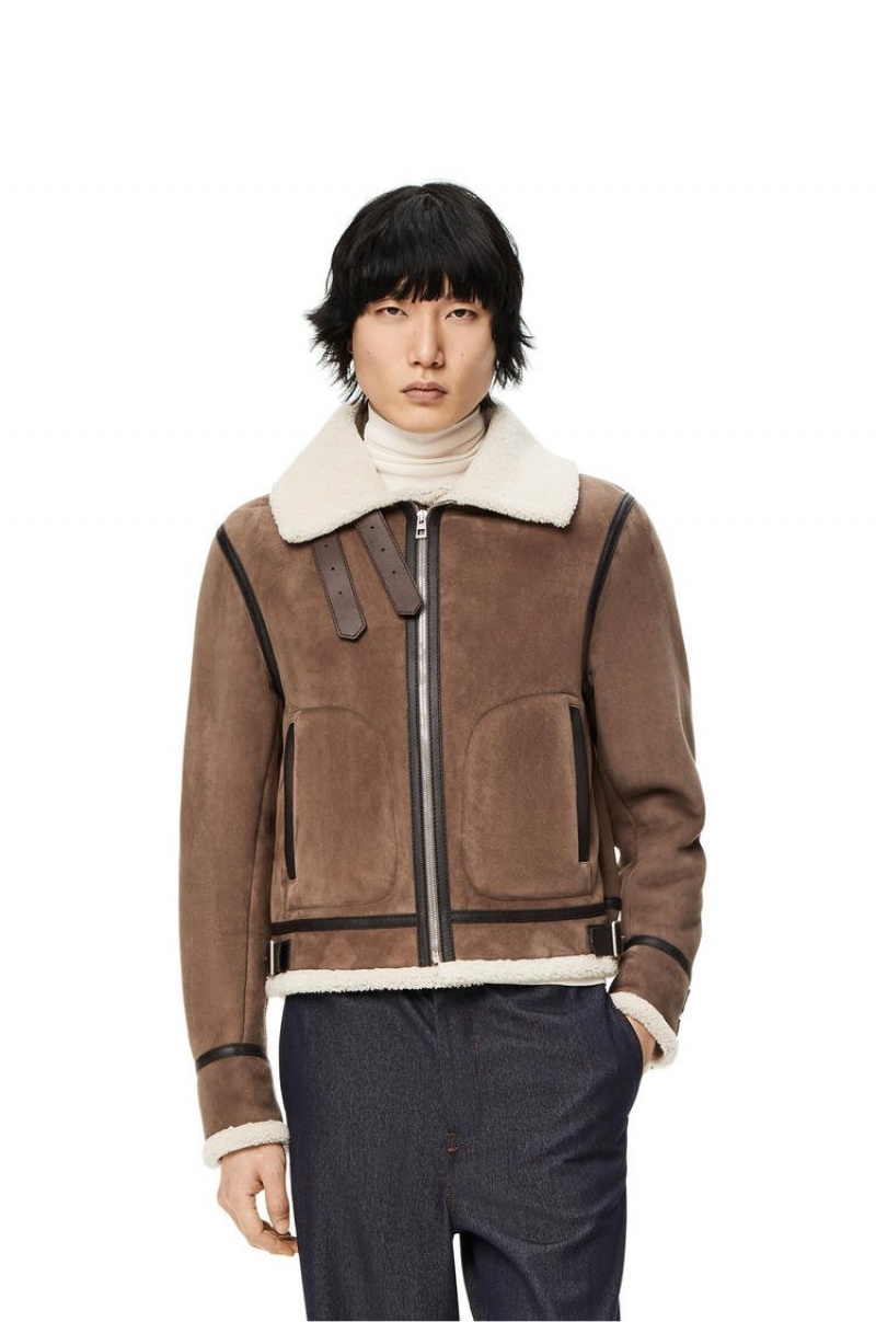 Chaquetas Loewe Aviator jacket in shearling Hombre Natural / Taupe | 615BJVYML