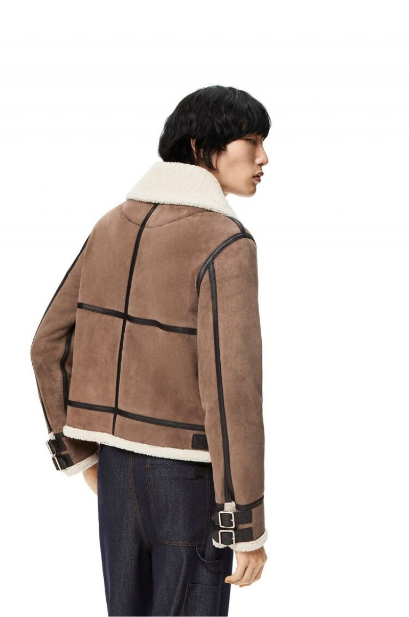 Chaquetas Loewe Aviator jacket in shearling Hombre Natural / Taupe | 615BJVYML