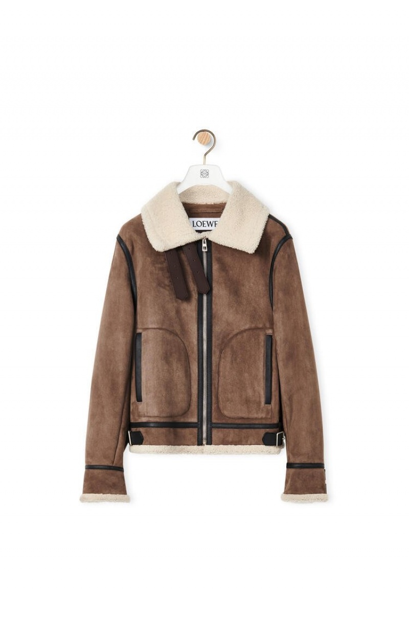 Chaquetas Loewe Aviator jacket in shearling Hombre Natural / Taupe | 615BJVYML