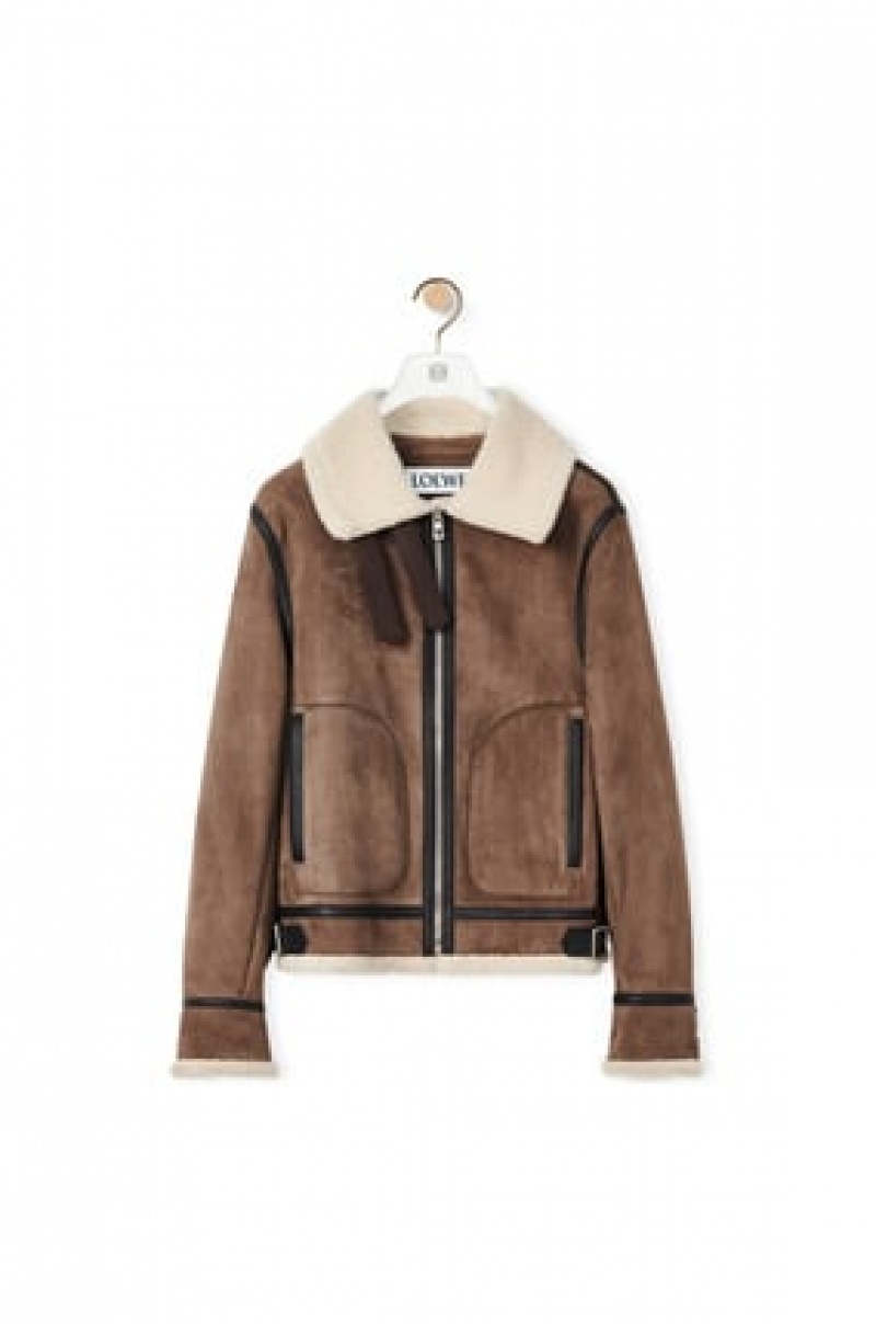 Chaquetas Loewe Aviator jacket in shearling Hombre Natural / Taupe | 615BJVYML