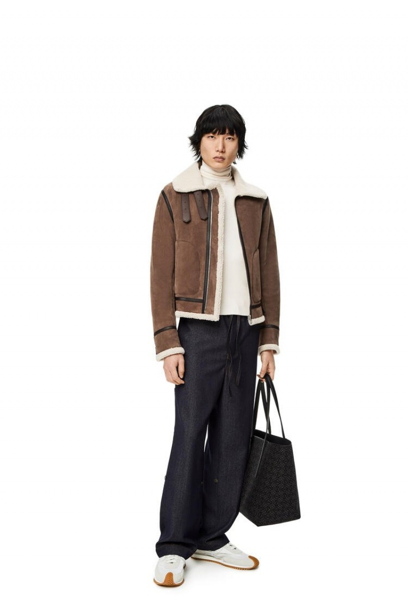 Chaquetas Loewe Aviator jacket in shearling Hombre Natural / Taupe | 615BJVYML