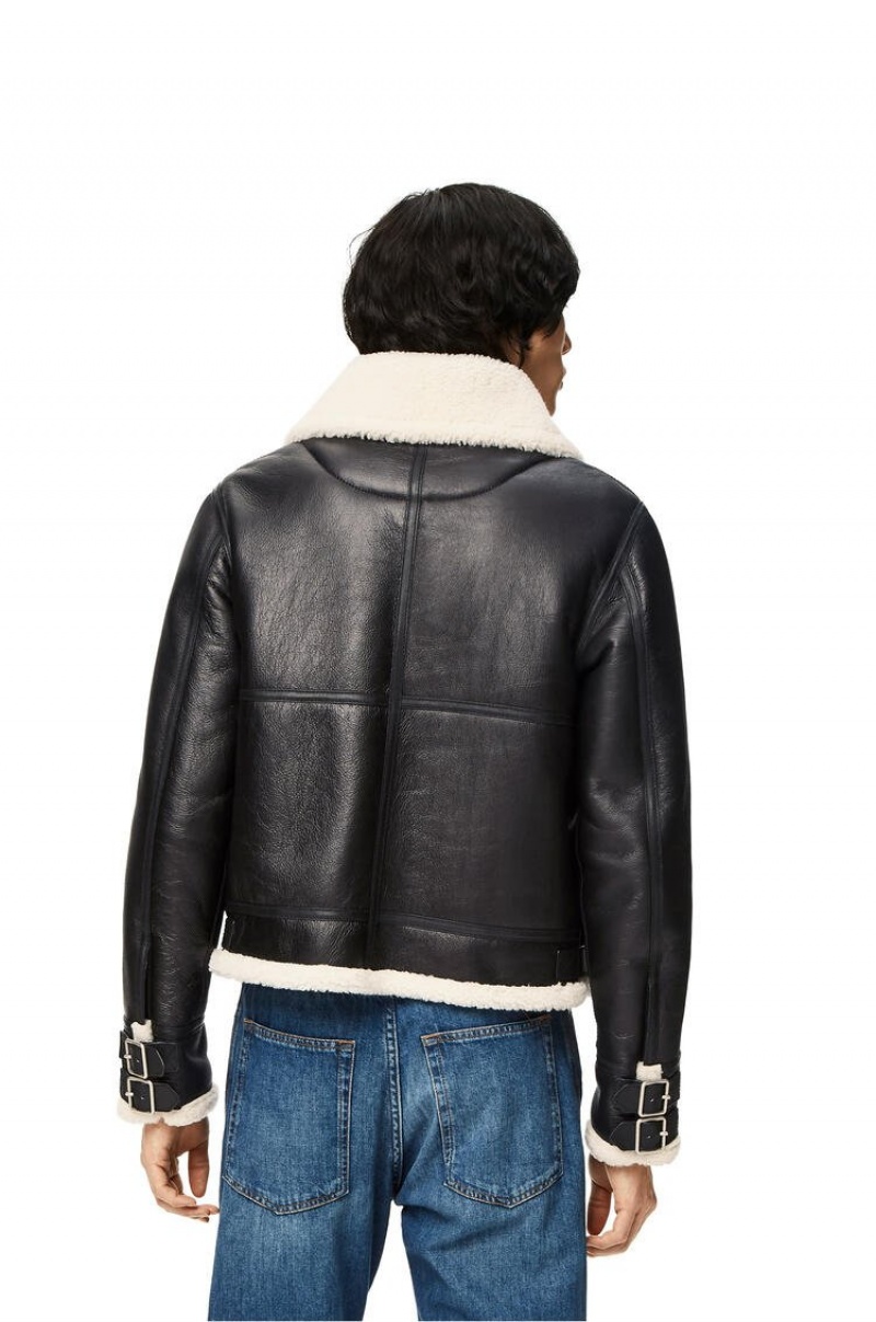 Chaquetas Loewe Aviator jacket in shearling Hombre Negras Blancas | 087WDYMLN