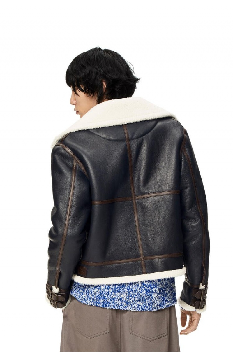 Chaquetas Loewe Aviator jacket in shearling Hombre Azul Marino Azules | 674DZLIAR