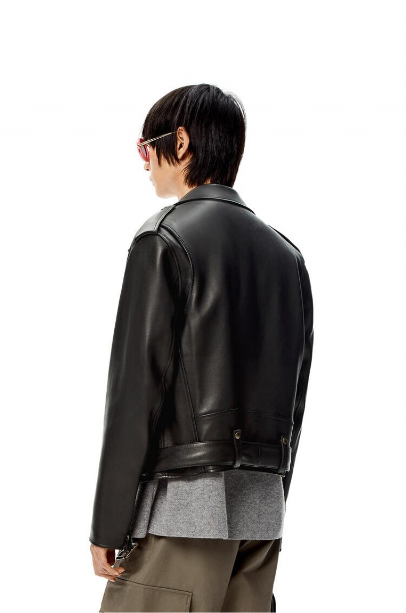 Chaquetas Loewe Belted biker jacket in nappa Hombre Negras | 649HEBRXP