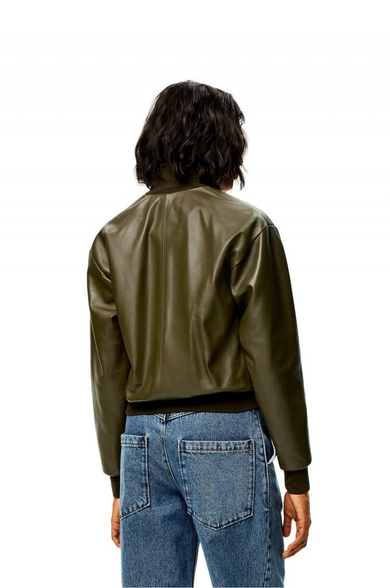 Chaquetas Loewe Bomber jacket in nappa Mujer Kaki Oscuro Verde | 952XIYLKO