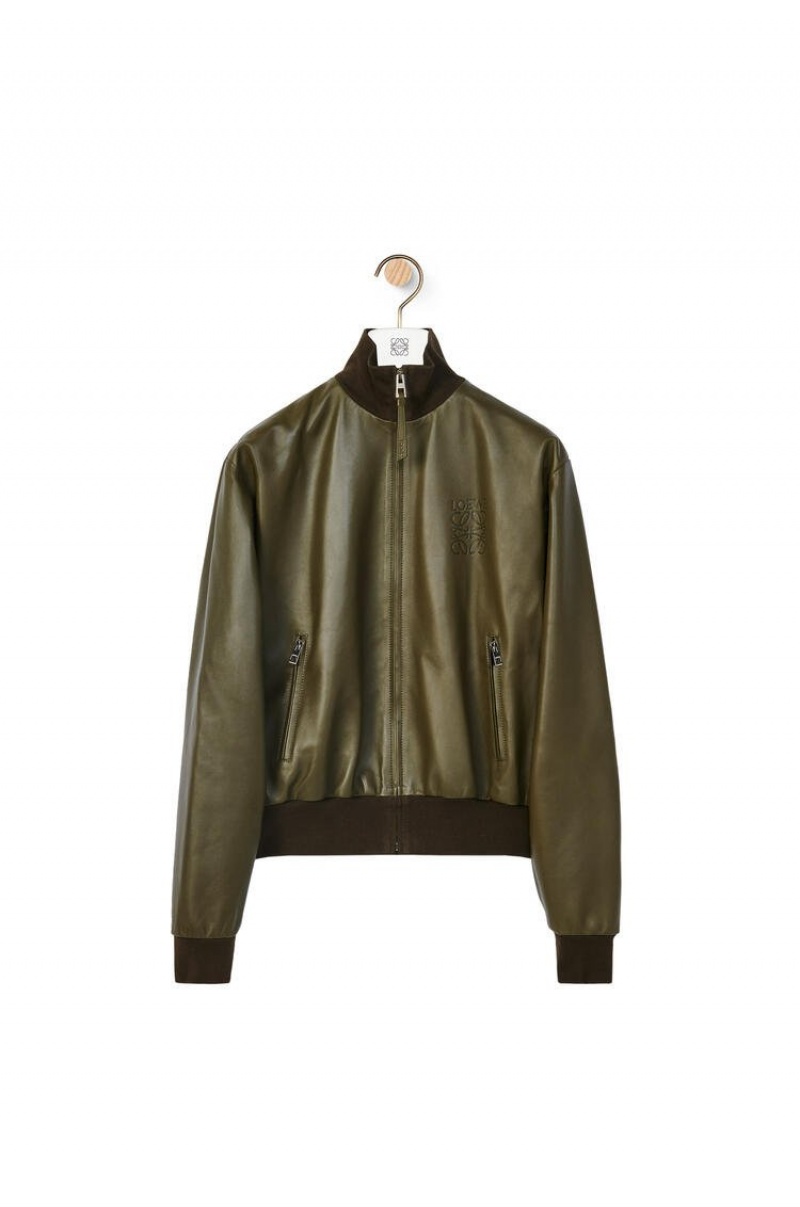 Chaquetas Loewe Bomber jacket in nappa Mujer Kaki Oscuro Verde | 952XIYLKO