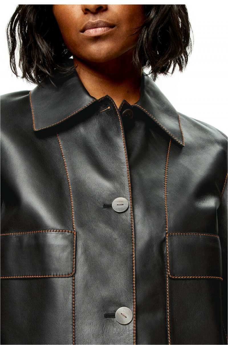 Chaquetas Loewe Button jacket in nappa Mujer Negras | 583HMPSQK