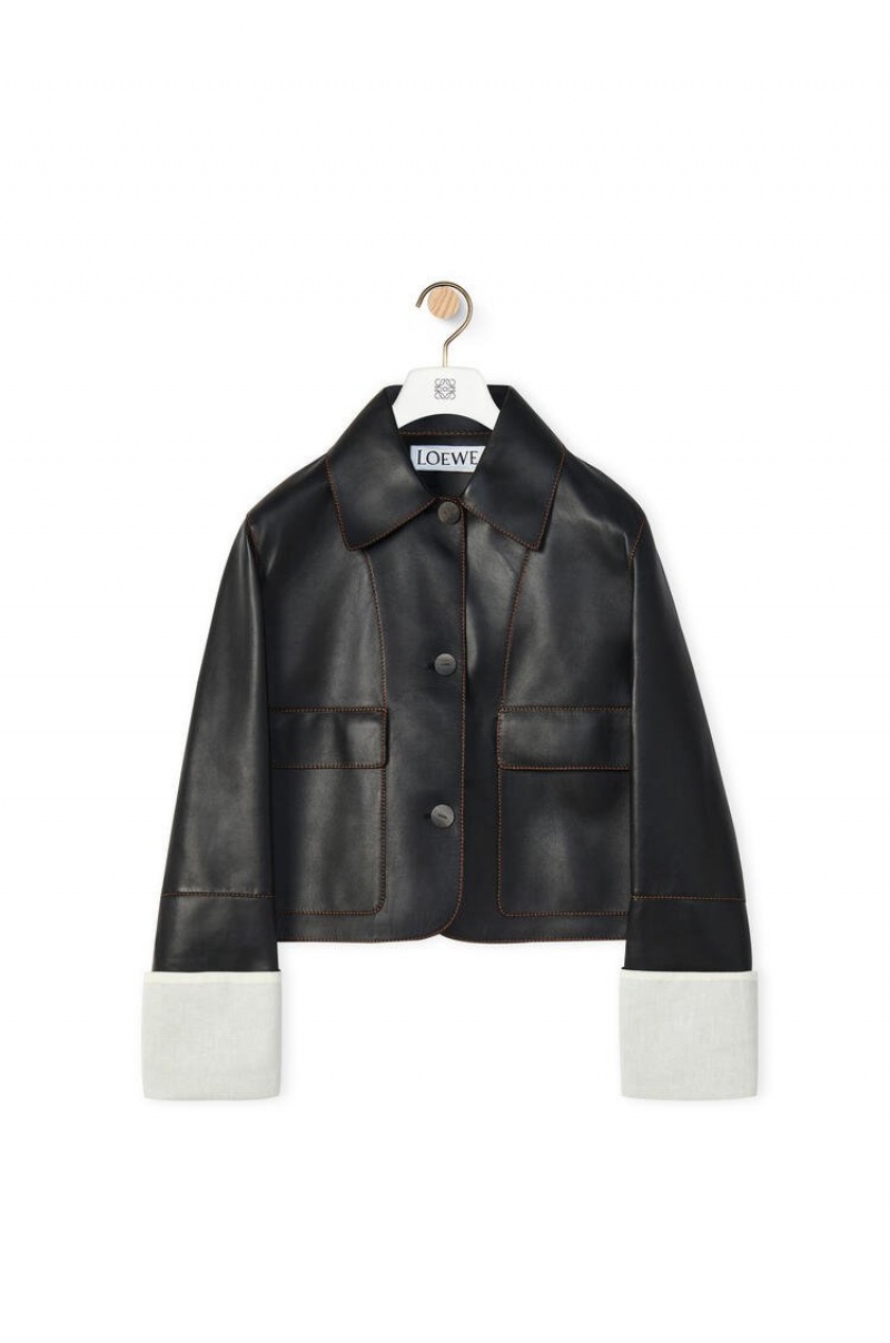 Chaquetas Loewe Button jacket in nappa Mujer Negras | 583HMPSQK