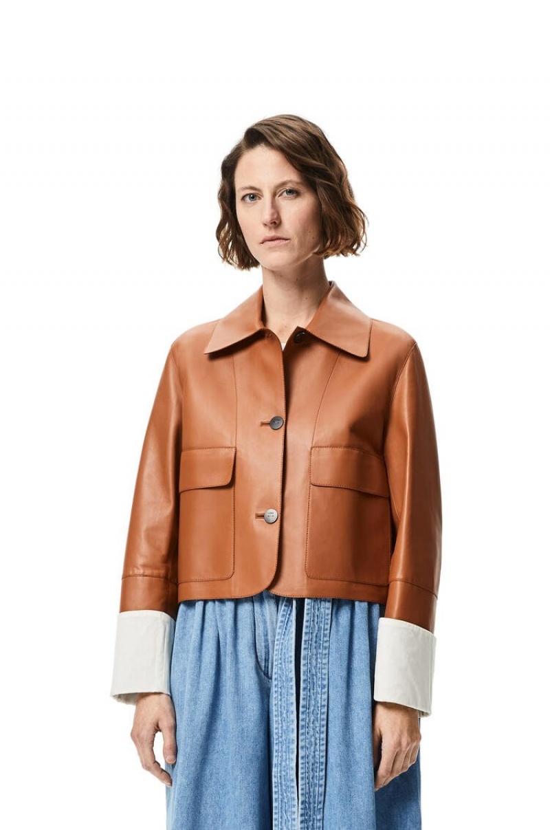 Chaquetas Loewe Button jacket in nappa Mujer Tan | 276WDZELI