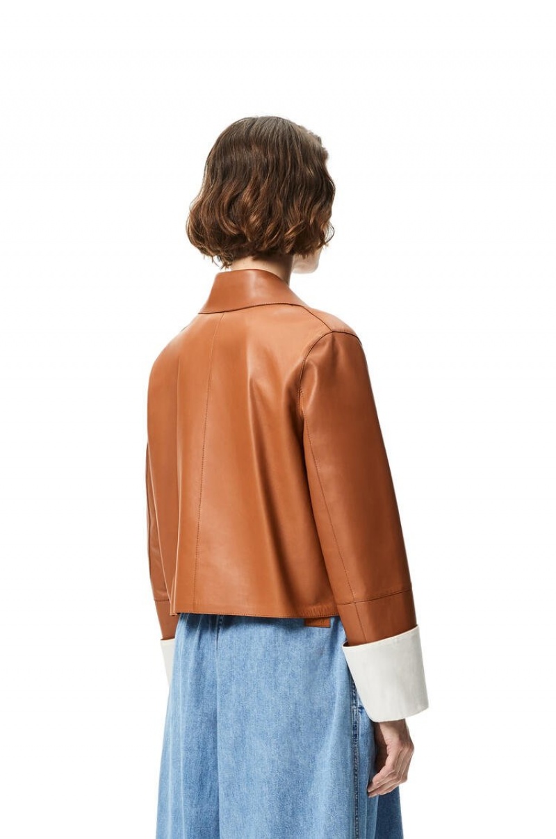 Chaquetas Loewe Button jacket in nappa Mujer Tan | 276WDZELI