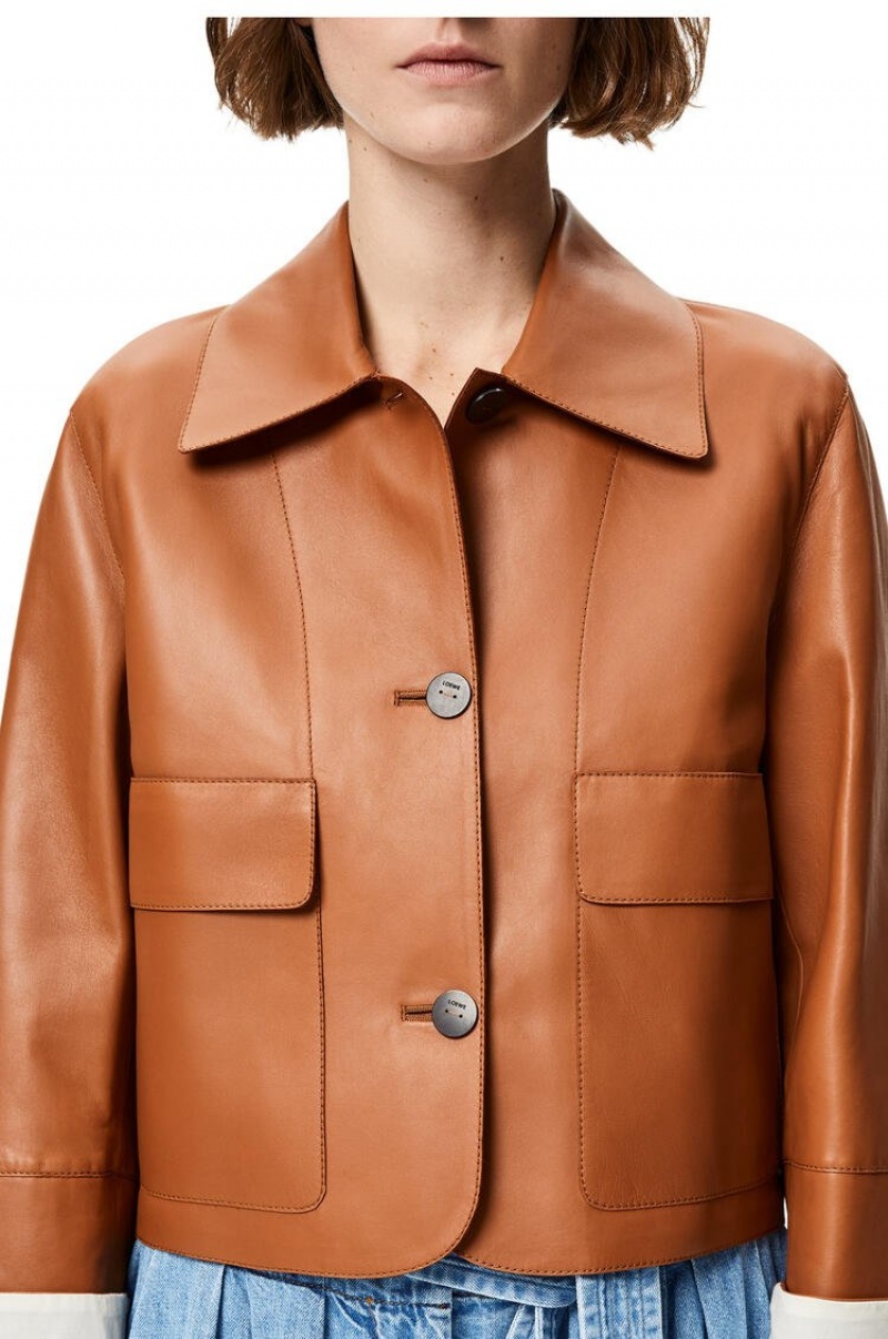 Chaquetas Loewe Button jacket in nappa Mujer Tan | 276WDZELI