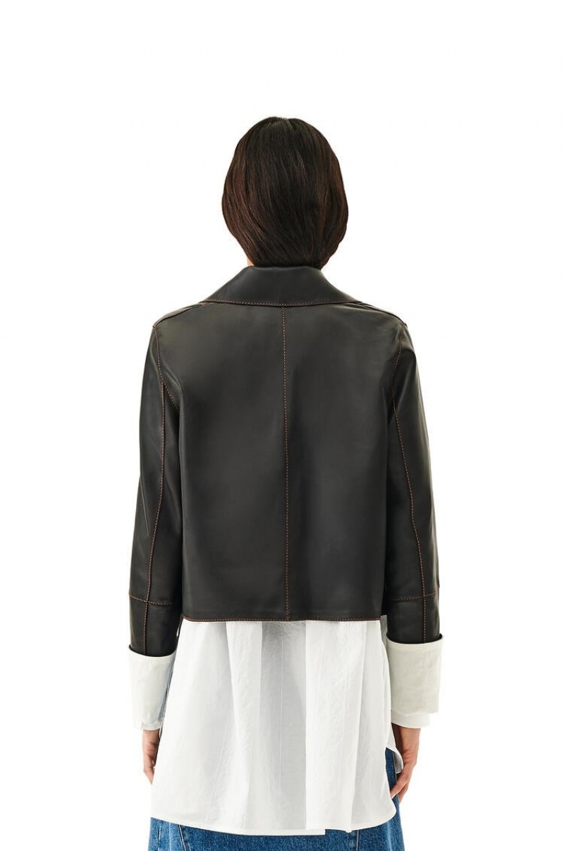 Chaquetas Loewe Button jacket in nappa Mujer Negras | 523FNRSDE