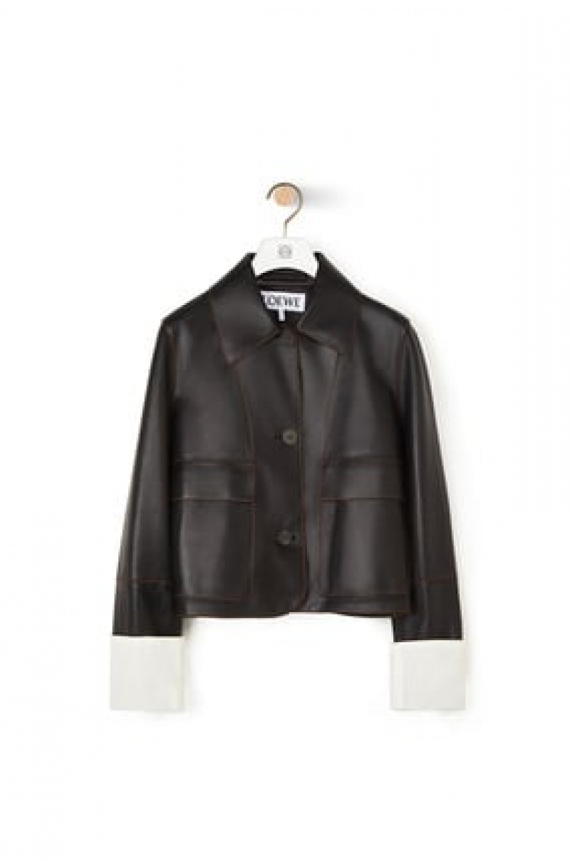 Chaquetas Loewe Button jacket in nappa Mujer Negras | 523FNRSDE