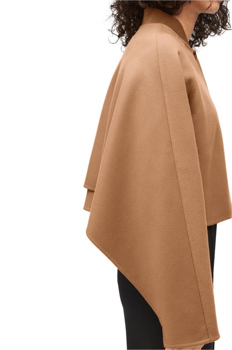 Chaquetas Loewe Button jacket in wool and cashmere Mujer Camel | 016ZKDGIW