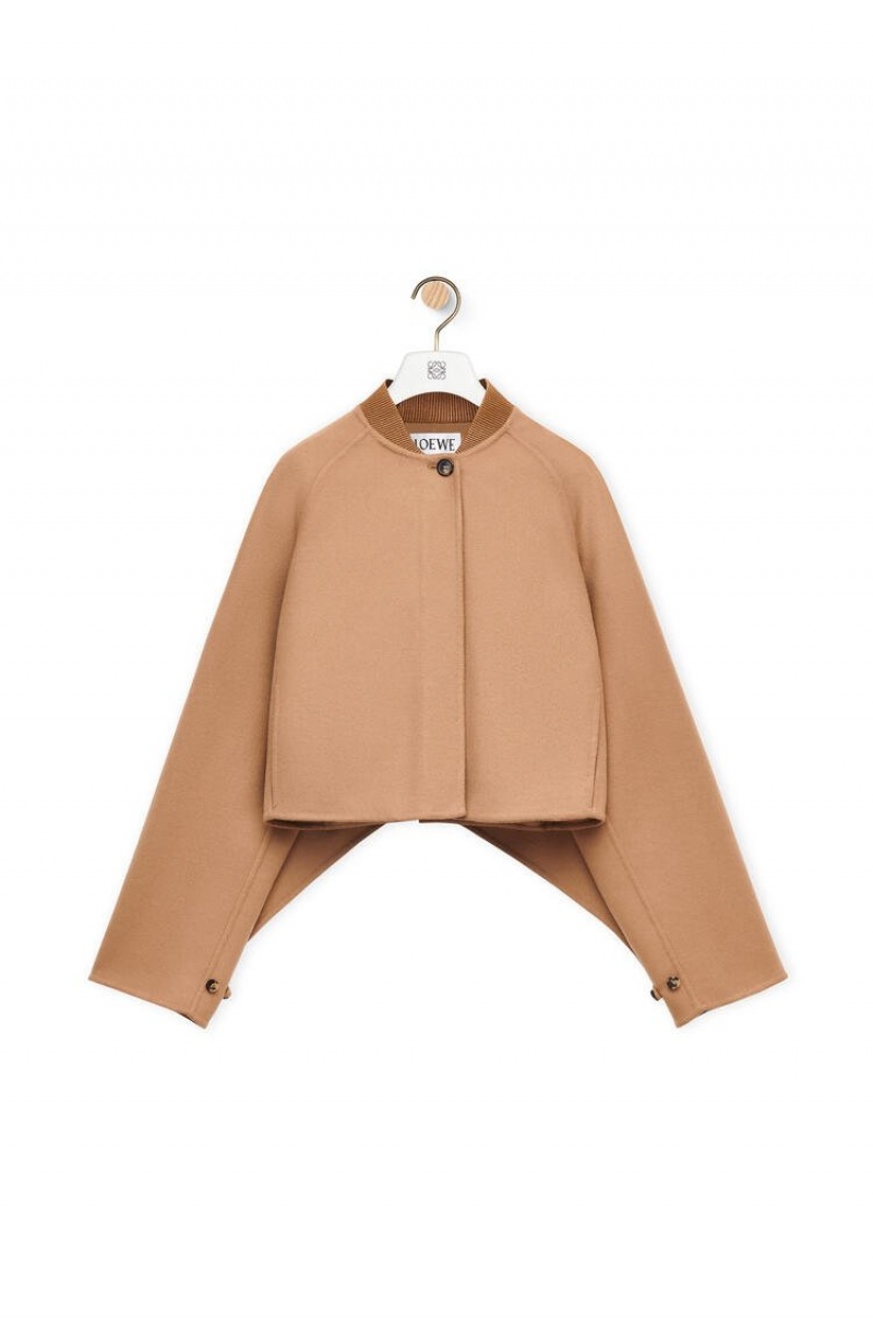 Chaquetas Loewe Button jacket in wool and cashmere Mujer Camel | 016ZKDGIW