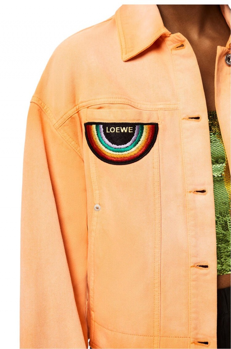 Chaquetas Loewe Cropped jacket in denim Mujer Mandarin | 096QXOARW