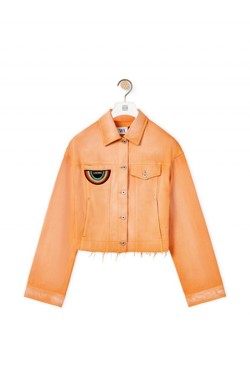 Chaquetas Loewe Cropped jacket in denim Mujer Mandarin | 096QXOARW