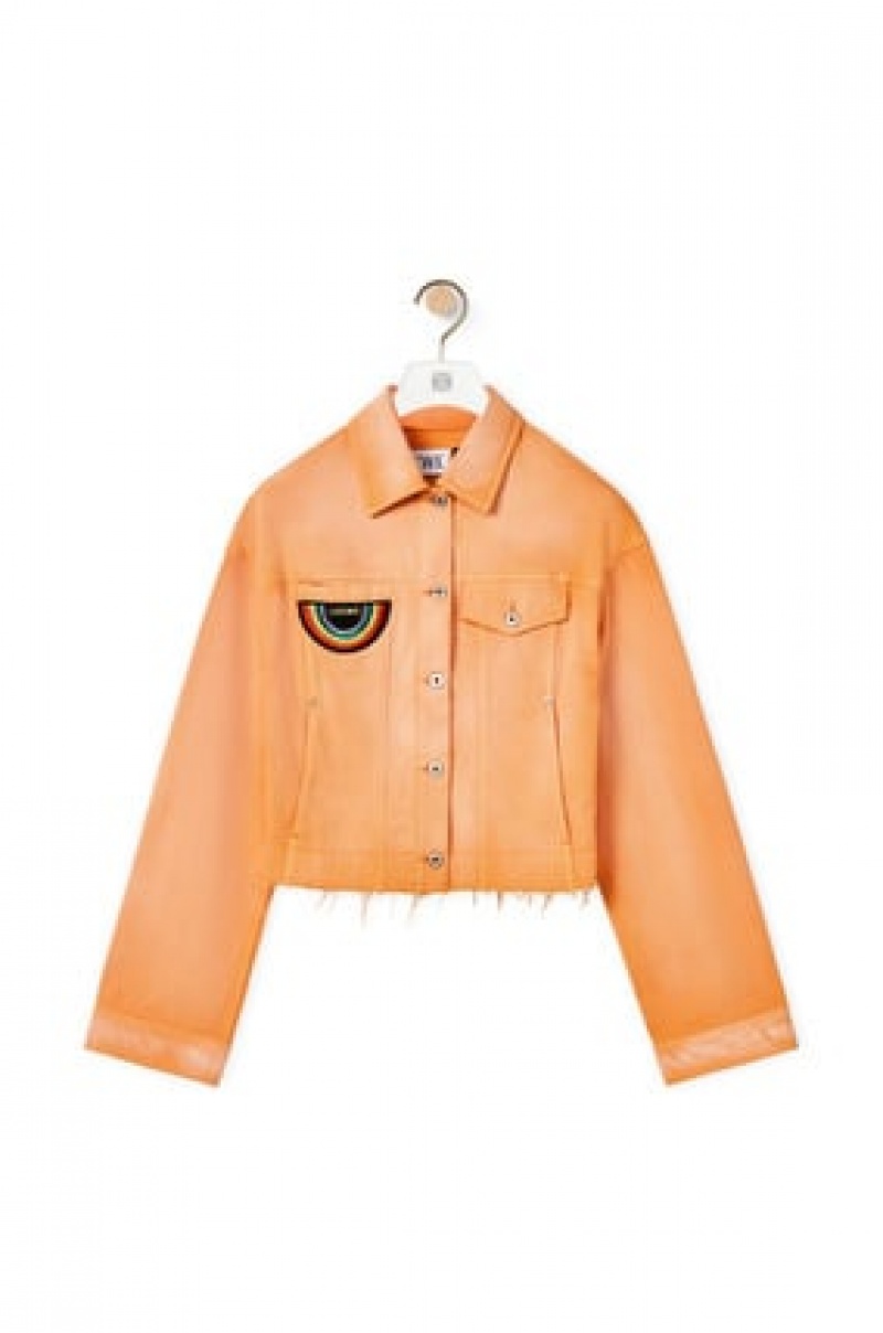 Chaquetas Loewe Cropped jacket in denim Mujer Mandarin | 096QXOARW