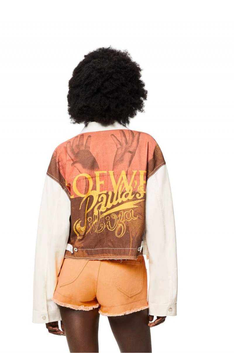 Chaquetas Loewe Cropped palm jacket in denim Mujer Blancas | 802ECHPSK