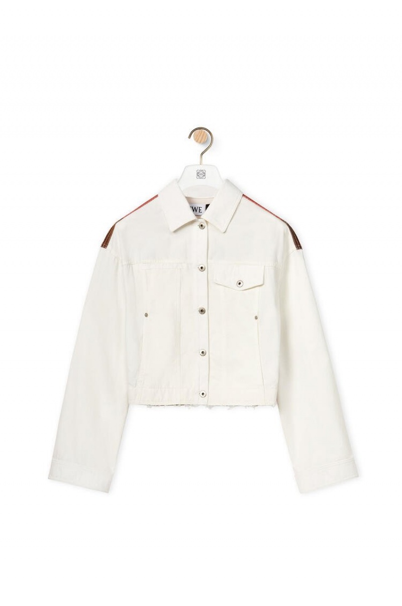 Chaquetas Loewe Cropped palm jacket in denim Mujer Blancas | 802ECHPSK