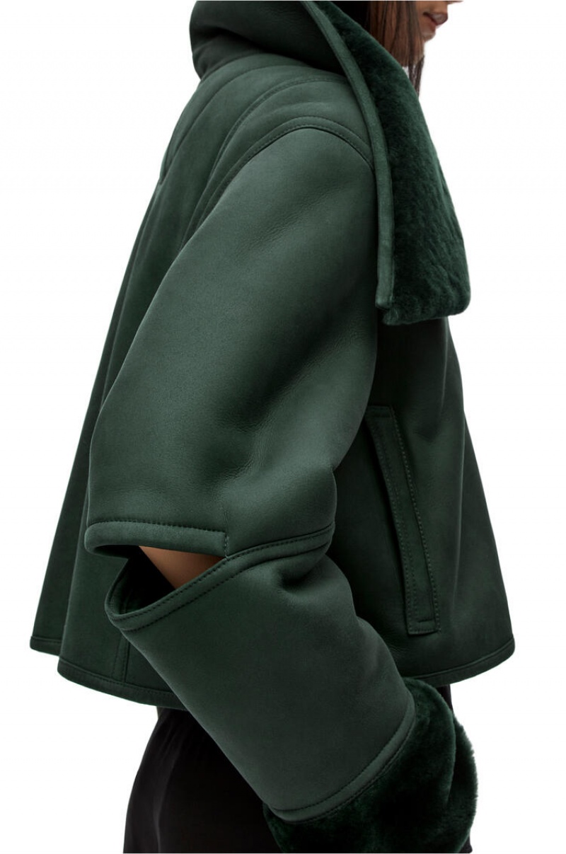 Chaquetas Loewe Deconstructed jacket in shearling Mujer Verde | 538YFTHGX