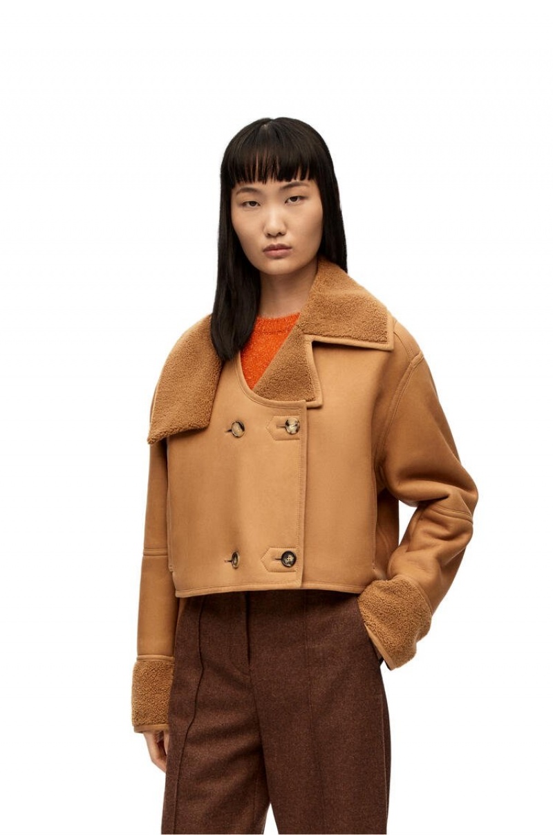 Chaquetas Loewe Deconstructed jacket in shearling Mujer Burdeos | 397QLHFCD