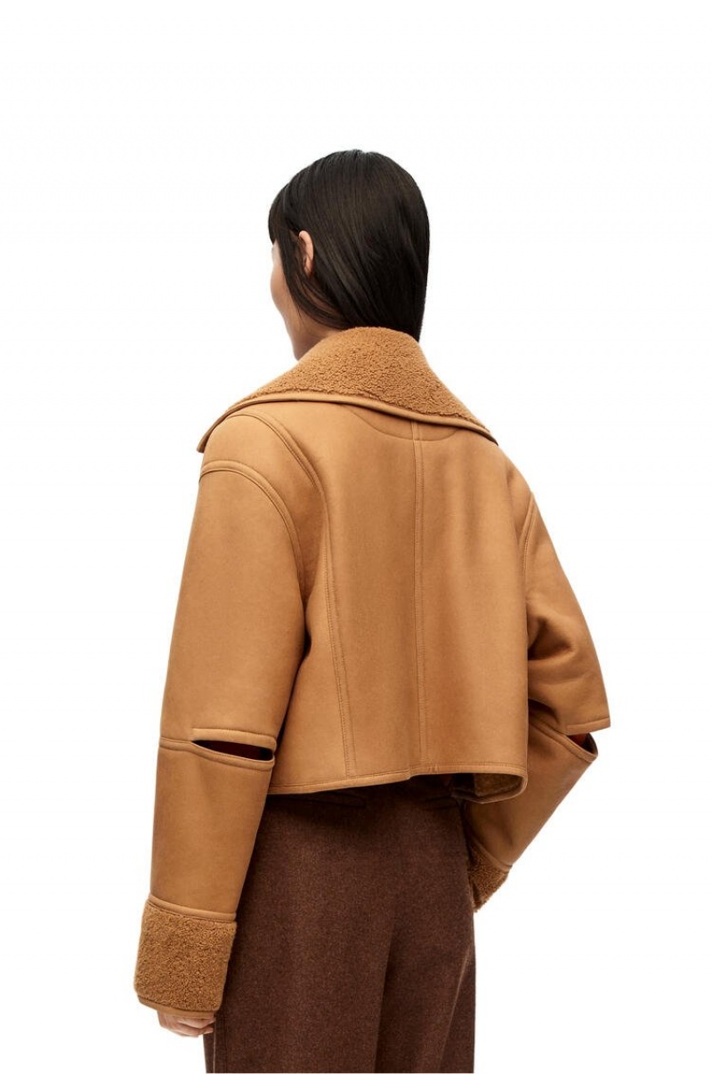 Chaquetas Loewe Deconstructed jacket in shearling Mujer Burdeos | 397QLHFCD